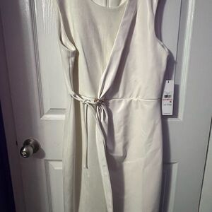 Calvin Klein Cream Wrap Midi Dress